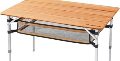 KingCamp Mesa de Bamboo 4 Premios ISPO Altura y Ajustable con Revestimiento Anti-UV